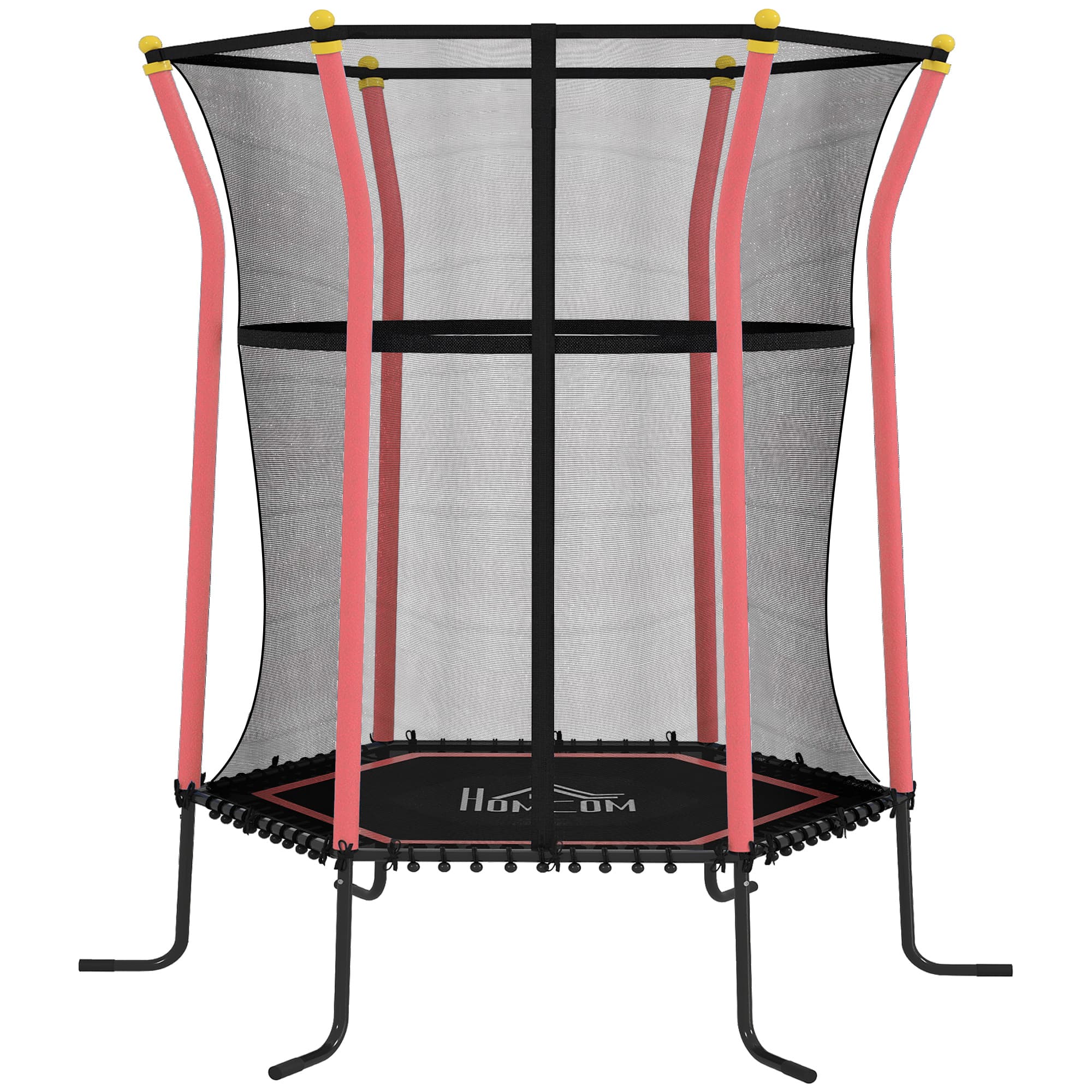 HOMCOM Trampolim Criança com Rede de Segurança e Estrutura de Aço para Interiores e Exteriores Carga 50kg Ø163,5x190 cm Vermelho   Aosom Portugal