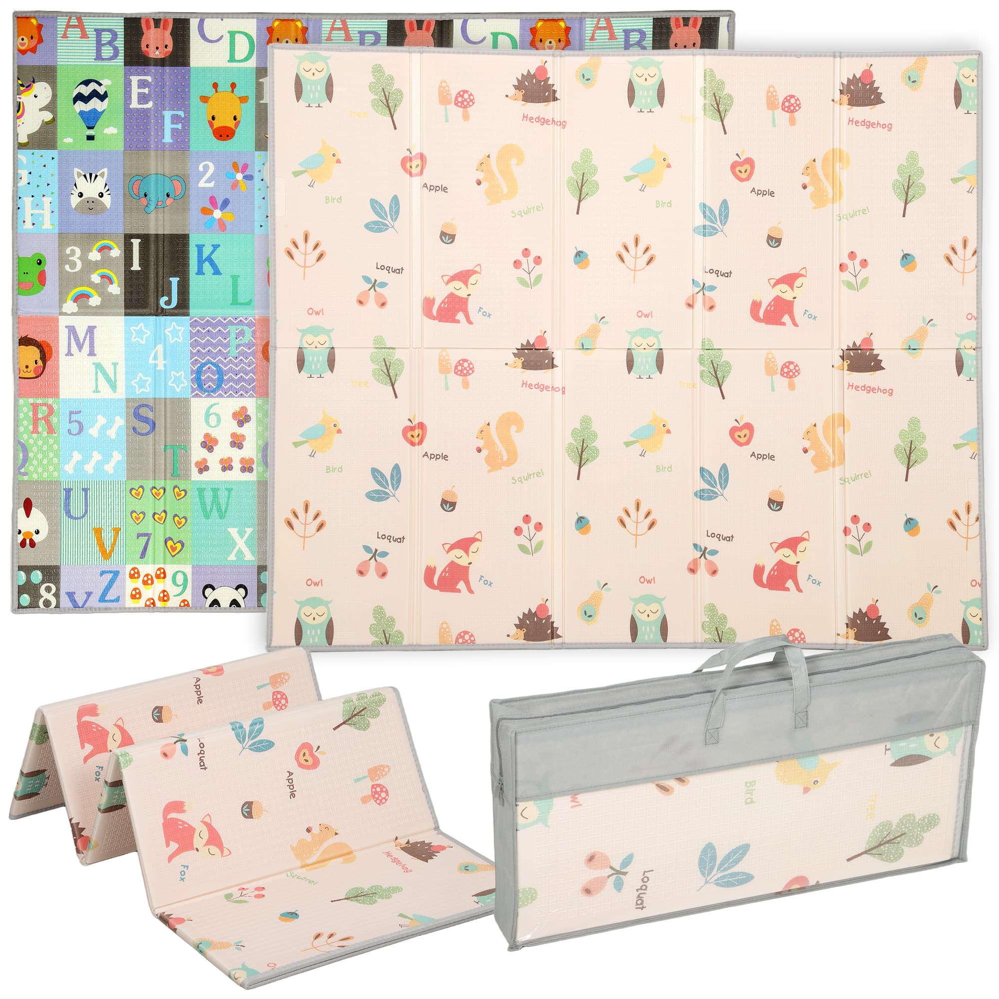 AIYAPLAY Tapete de Brincar para Bebés Acolchoado Dobrável Reversível e Impermeável 176,5x148x1 cm Multicor   Aosom Portugal