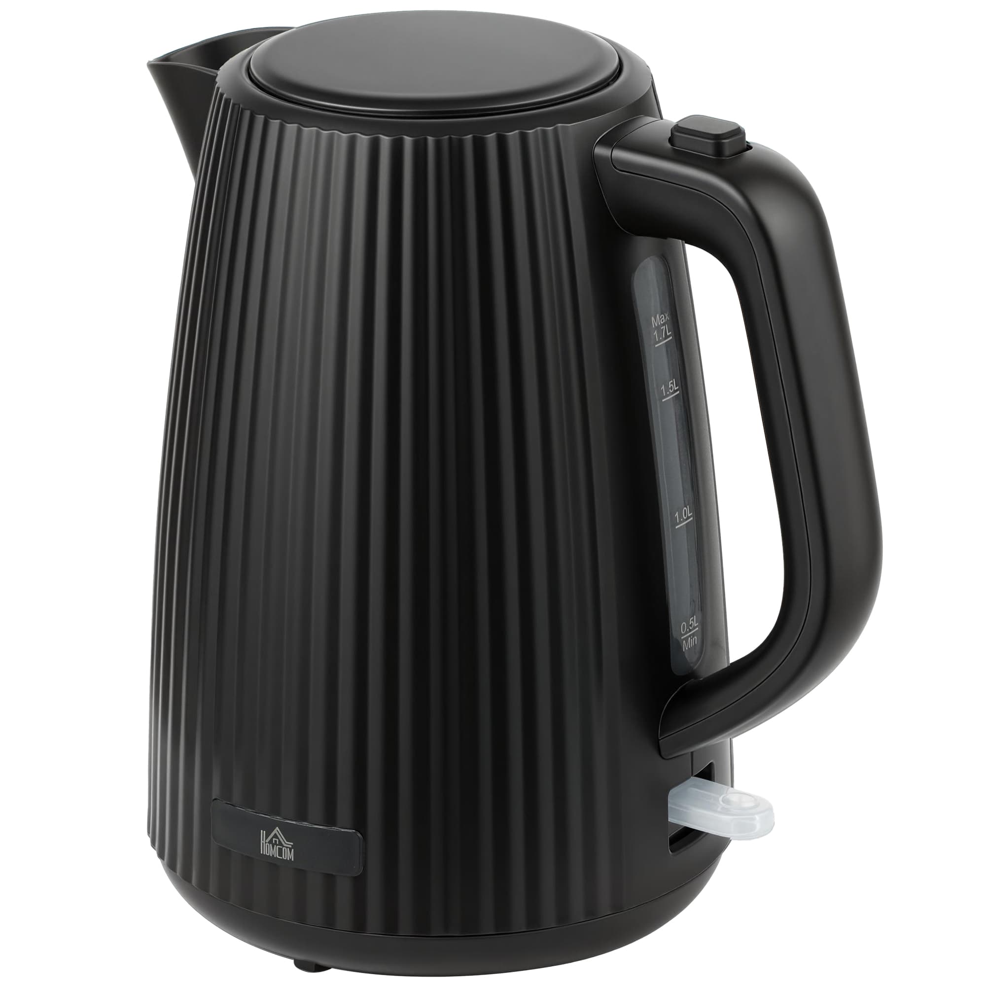 HOMCOM Jarro Elétrico 1,7L 2025W com Filtro Antical Removível Desligamento Automático Base Giratória 360° Preto   Aosom Portugal