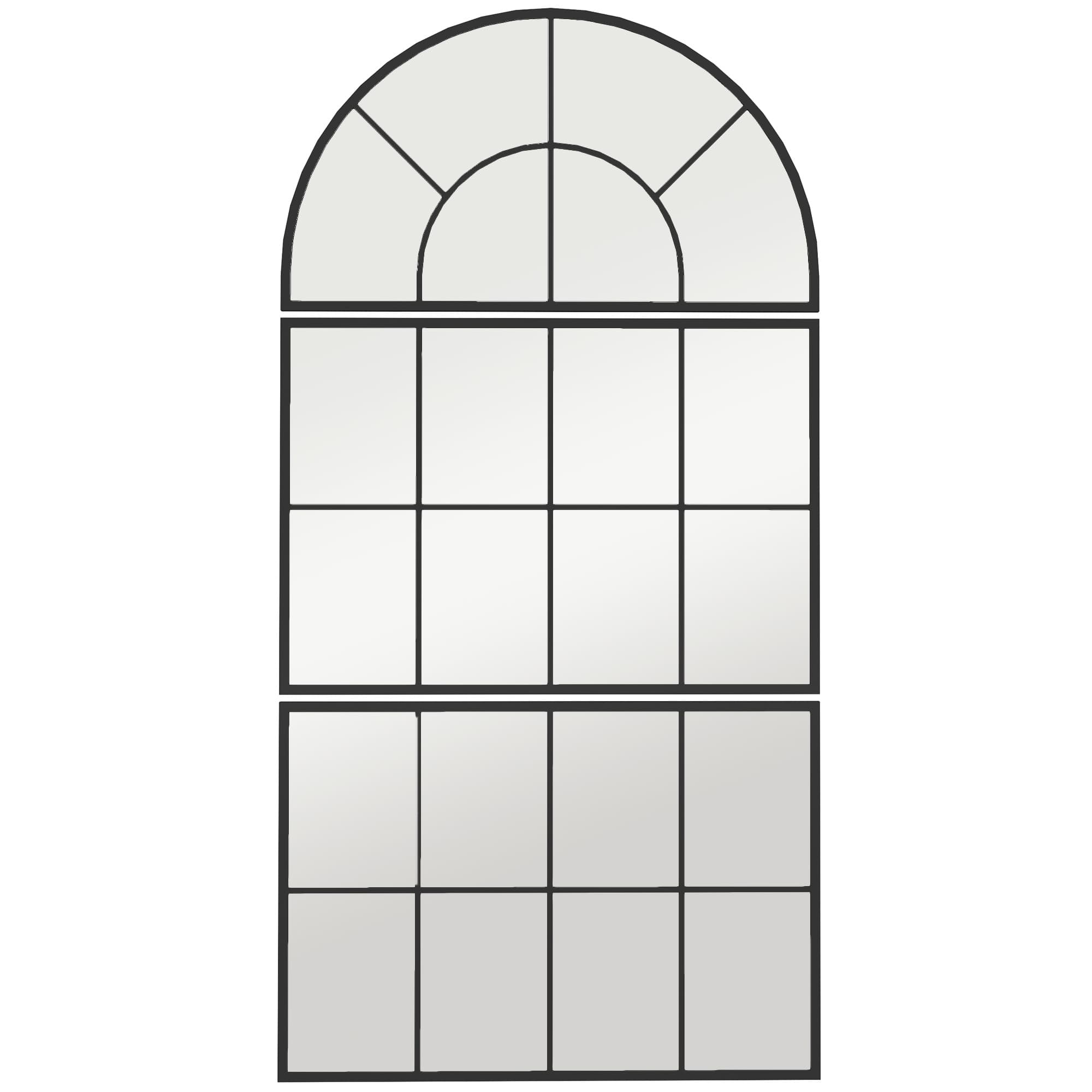 HOMCOM Espelho de Parede 76x149 cm 3 Peças Espelho de Entrada com Moldura de Metal em Forma de Janela para Sala Preto   Aosom Portugal