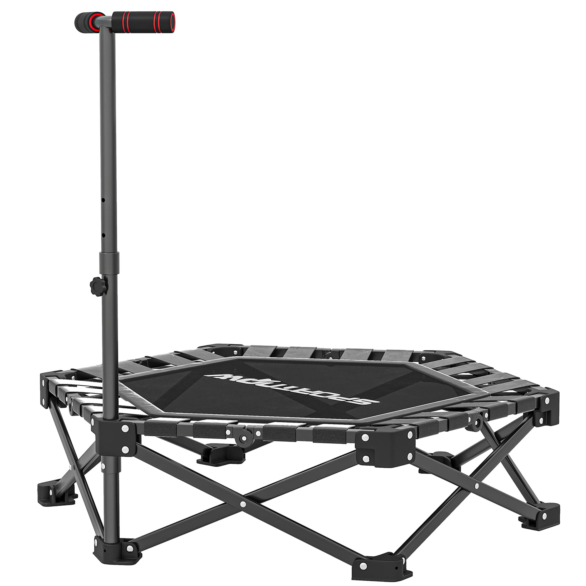 SPORTNOW Trampolim de Fitness Dobrável 104 cm com Barra Ajustável em 3 Alturas e Bolsa de Transporte Preto   Aosom Portugal