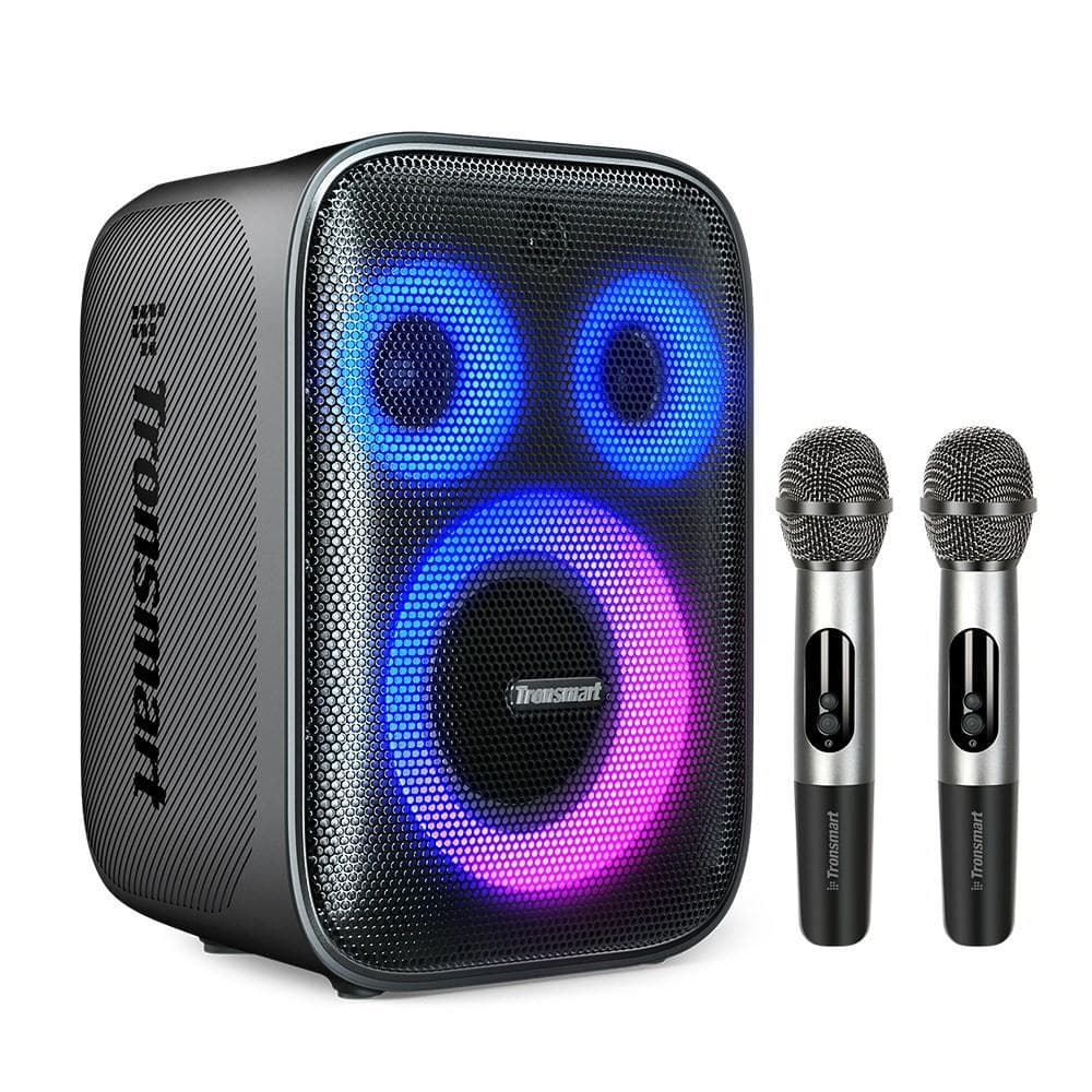 Alto-falante Tronsmart Halo 200 para festa de karaokê com 2 microfones sem fio - preto
