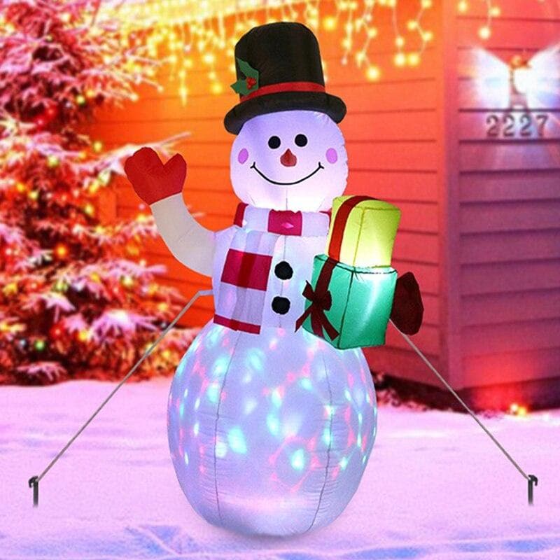 Natal inflável boneco de neve 1.5m led iluminado luz lanterna modelo colorido girar airblown bonecas brinquedos para decoração de festa em casa cm