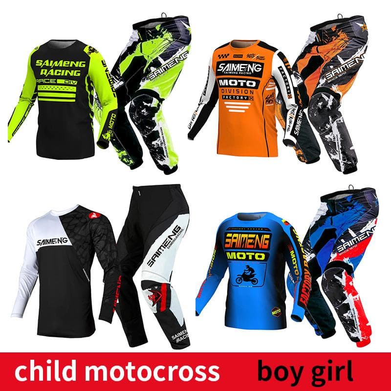 conjunto de equipamentos de motocross para crianças 4 5 6 7 8 9 10 11 12 13 anos Juventude criança Motocicleta menino menina Jersey Pant Kits