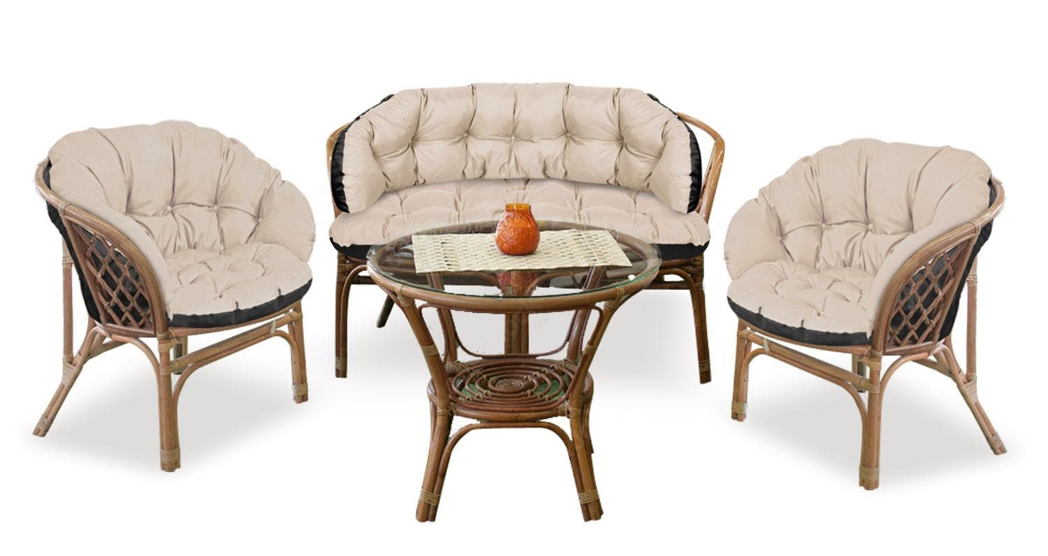 Conjunto de jardim 2x122x40cm + 190x40cm para cadeira, sofá, baloiço, móveis de Rattan, impermeável, bege