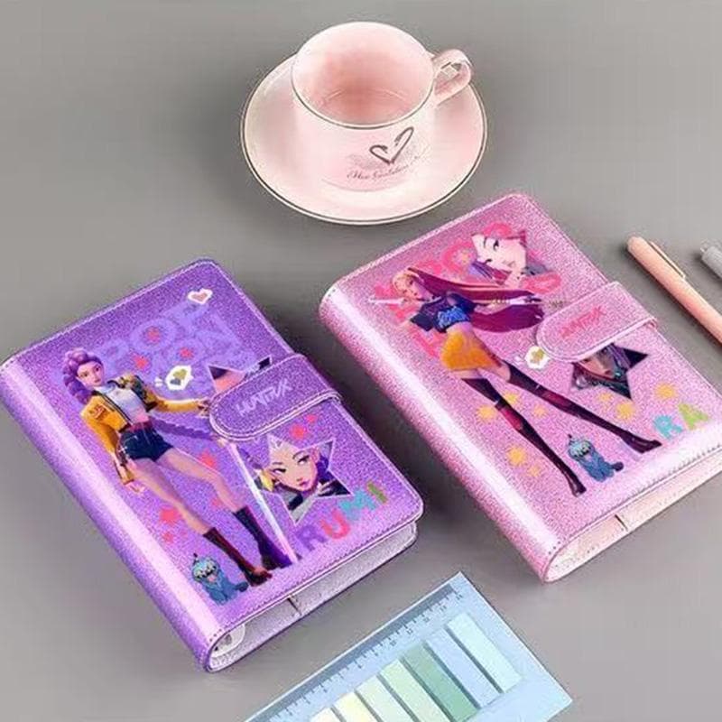 Kpop Hunters Caderno a Laser Diário de Estudante Capa Dura Folhas Soltas Desenho Animado Anime azul