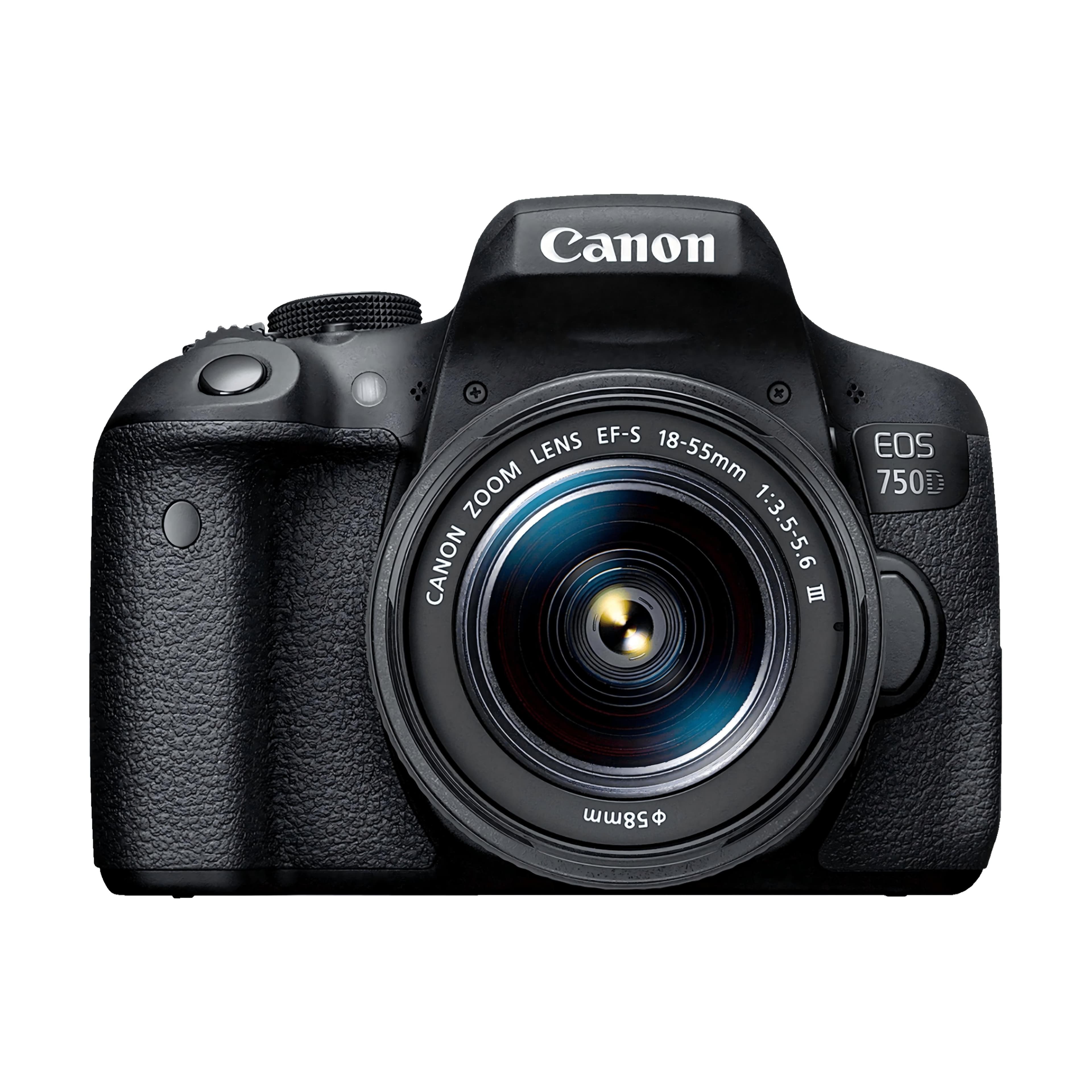Câmera DSLR Canon EOS 750D + Lente Zoom EF-S 18-55mm f/3.5-5.6 III preto