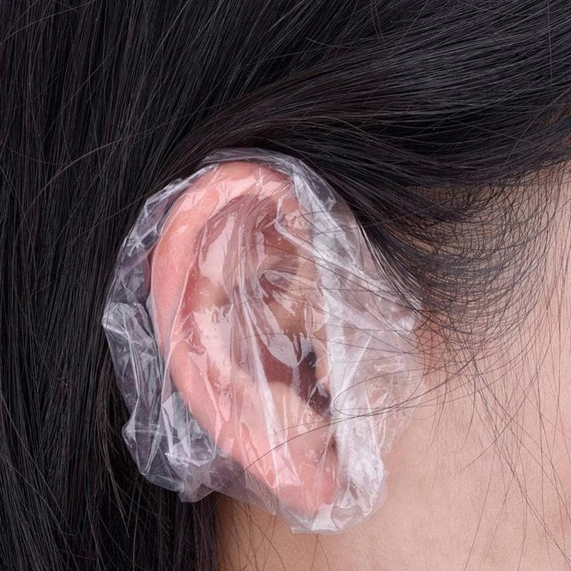 100Pcs Protetor de ouvido à prova d'água para banho, chuveiro, salão de beleza, protetor de ouvido, tintura de cabelo, protetores de ouvido