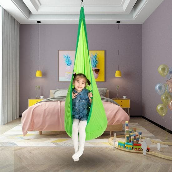 1 Conjunto Balanço Terapêutico Infantil com Almofada Interno Externo Teto Árvore Pendurado Rede azul