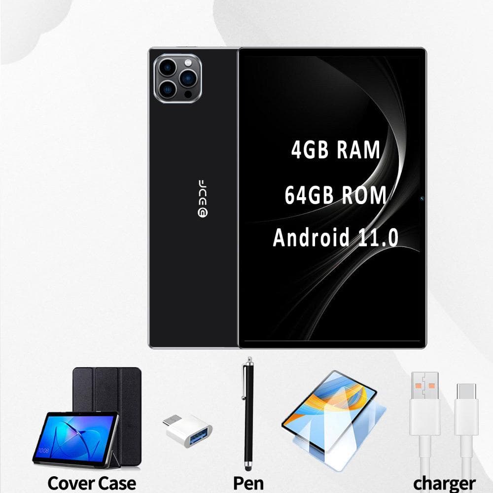 Tablet PC BDF 10,1 Polegadas 4+64GB Chamada 3G Phablet Android 13.0 WiFi Bluetooth 3G 4G Cartão SIM preto