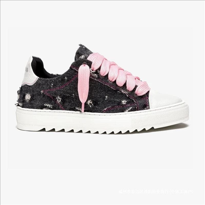 Sapatos Novos Versáteis Planos Femininos Boca Rasa Cadarço Tênis de Skate Esportivo cm