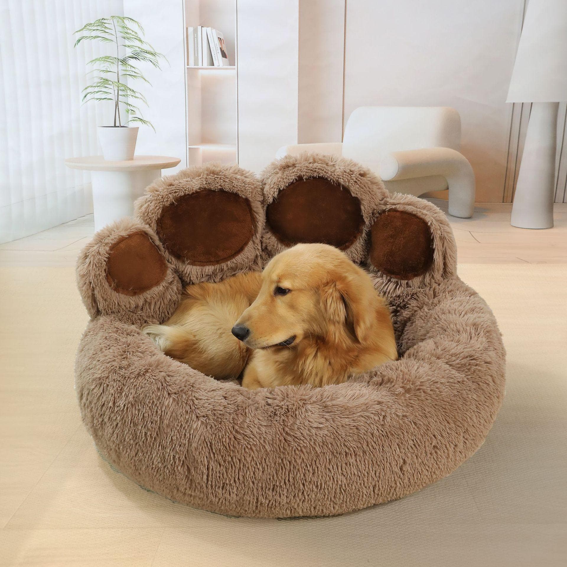 Casinha de cachorro e gato, ninho para animais de estimação, almofada de ninho de pata de urso quente para inverno, suprimentos fofos e divertidos