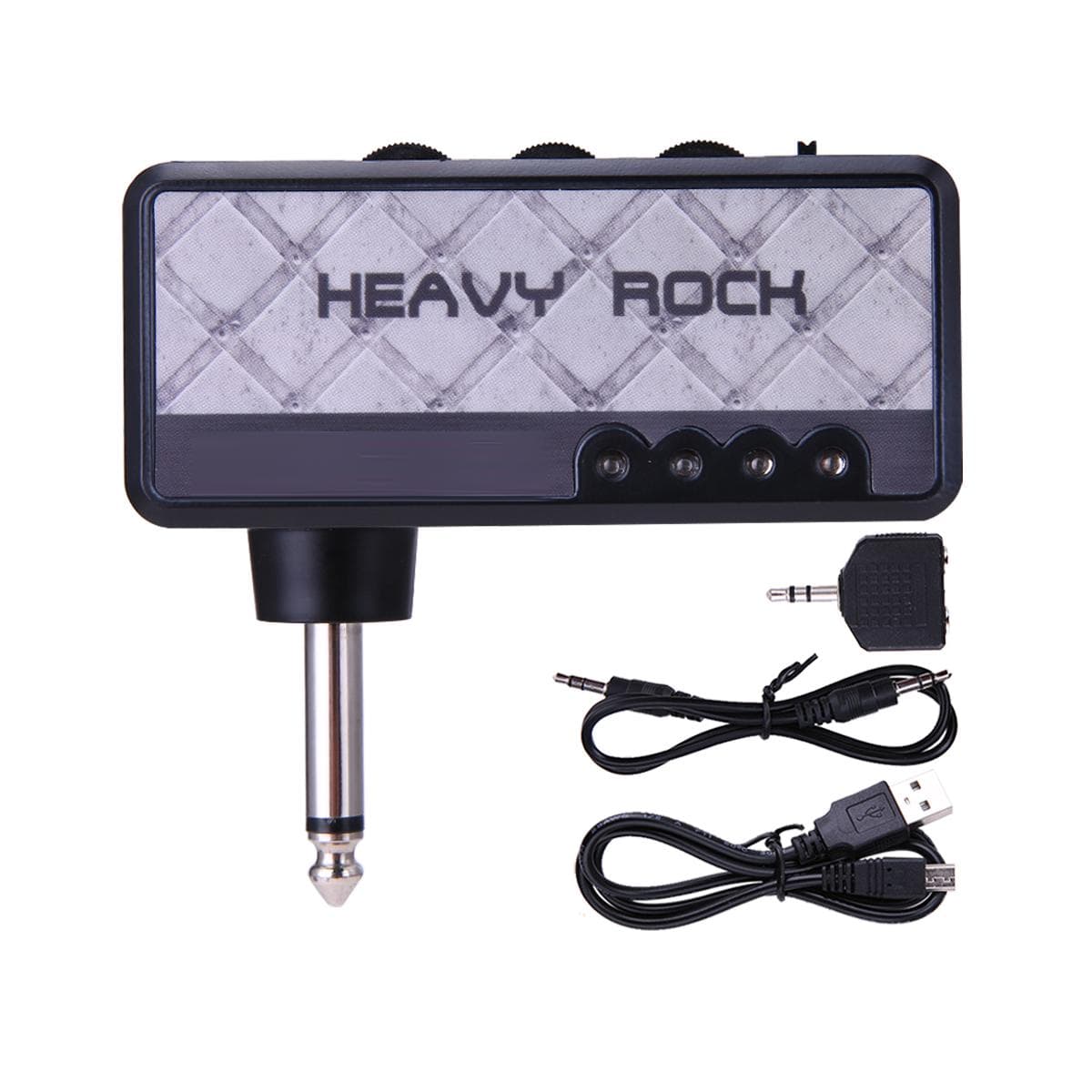 Amplificador de fone de ouvido de guitarra elétrica Amp 1/4 Plugue de 3,5 mm para fone de ouvido e entrada auxiliar cinzento