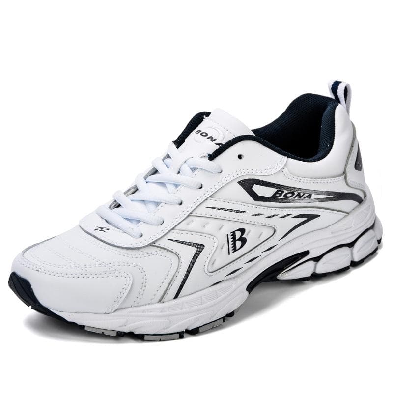 Sapatos casuais masculinos, BONA, tênis masculinos, confortáveis, respiráveis, lazer ao ar livre cm branco