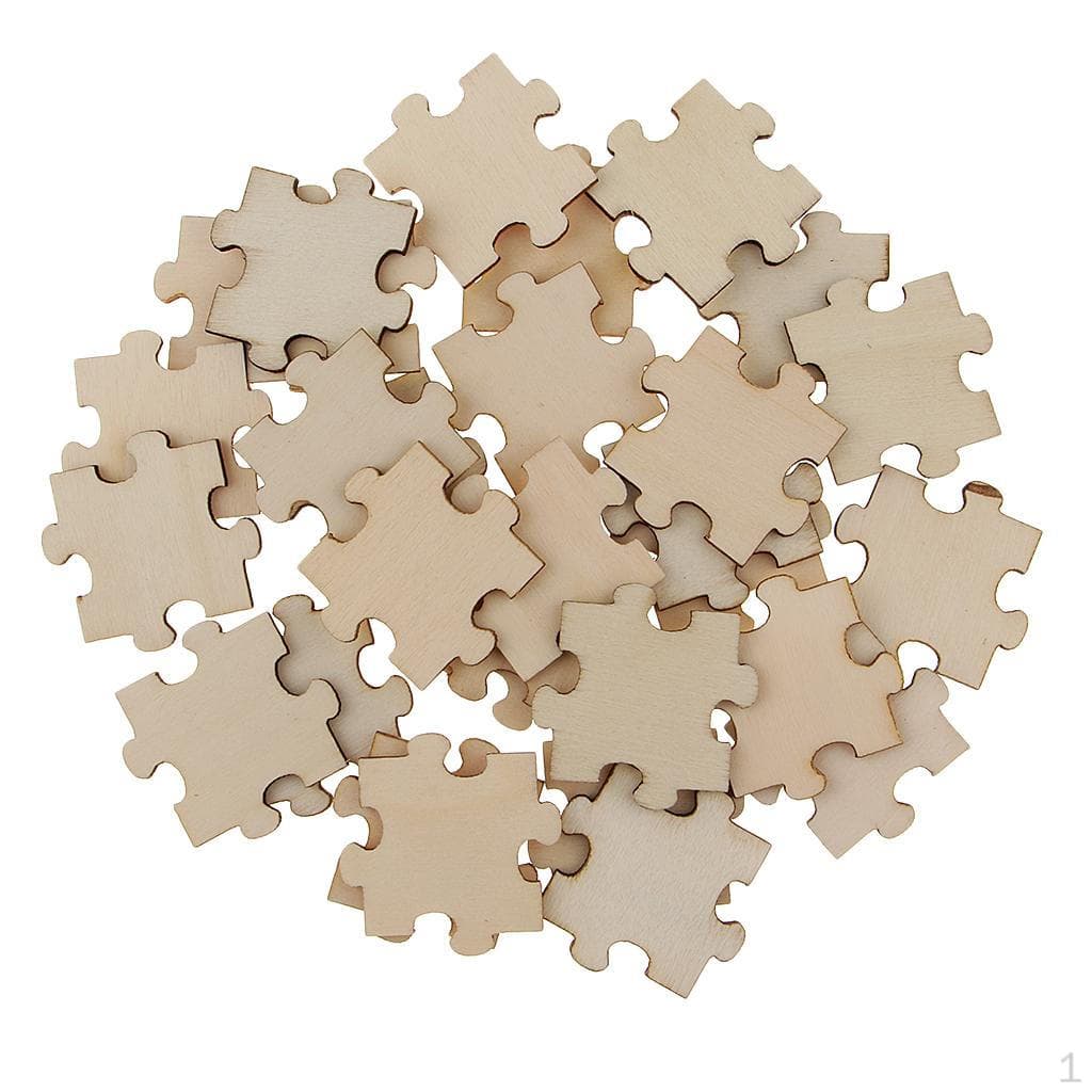 50 Puzzle Pieces of Wood Double-side Hand DIY Craft Wedding Party Decoration