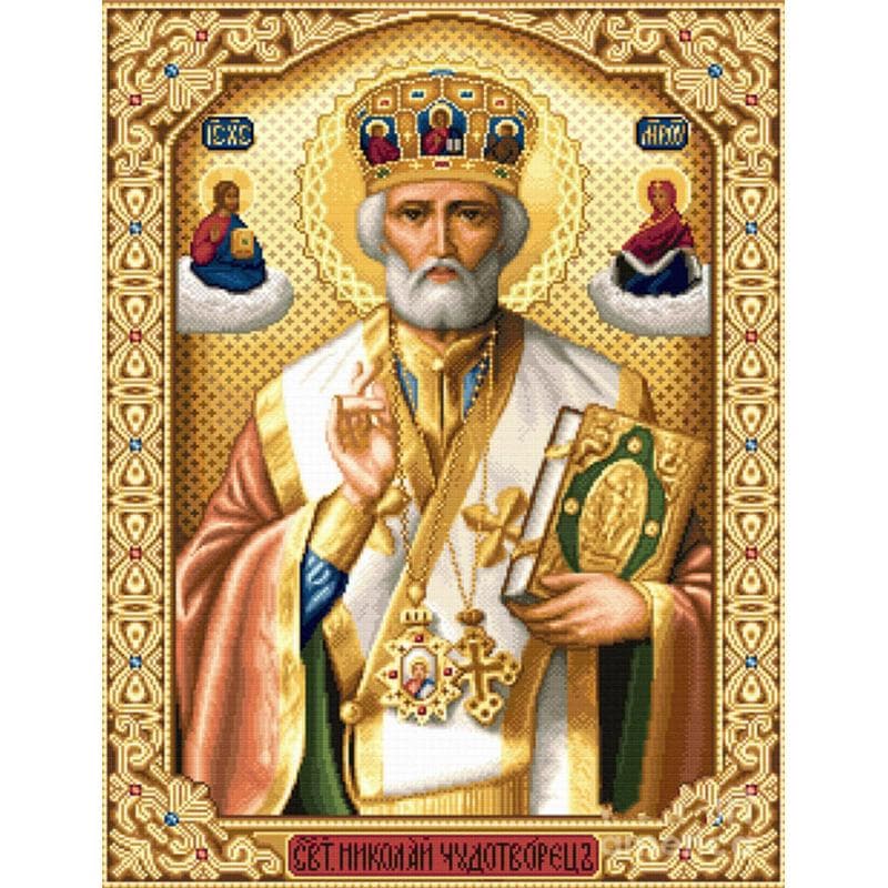 Huacan 5D DIY Cristal Artesanato Pintura Diamante Mosaico Ícone São Nicolau de Mira Bordado Religião Ortodoxa