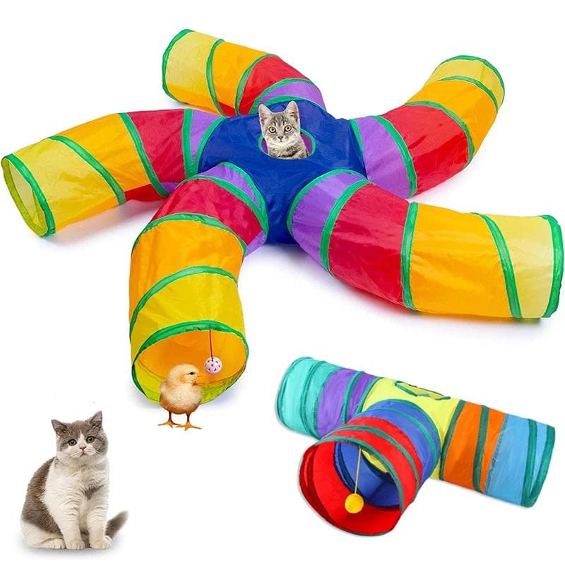 Brinquedo interativo para animais de estimação Arco-íris Cat Tunnel Dobrável Gato Cachorro Playground Pista de corrida Broca Barril Rolling Dragon