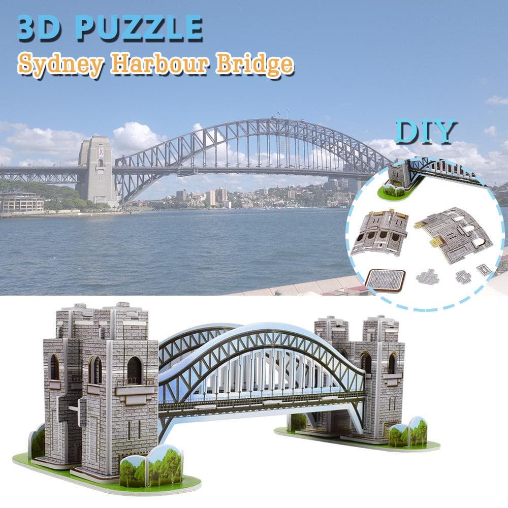 3D quebra-cabeça Sydney Harbour Bridge World arquitetônico quebra-cabeça construção modelo kit para crianças brinquedos presentes