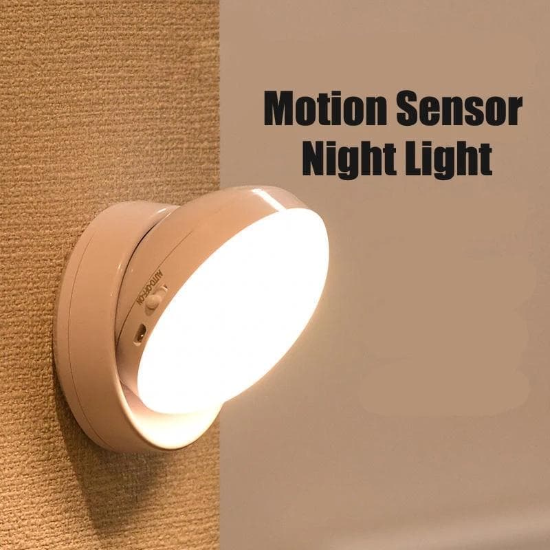 Led sensor de movimento luz noturna carregamento usb lâmpada redonda para quarto corredor casa banheiro
