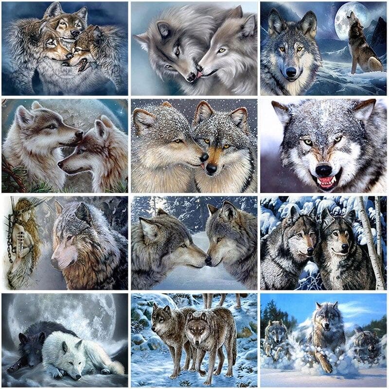Lobo diy 5d pintura diamante kit ponto cruz resina redonda completa animal diamante bordado lobos mosaico strass decoração de casa