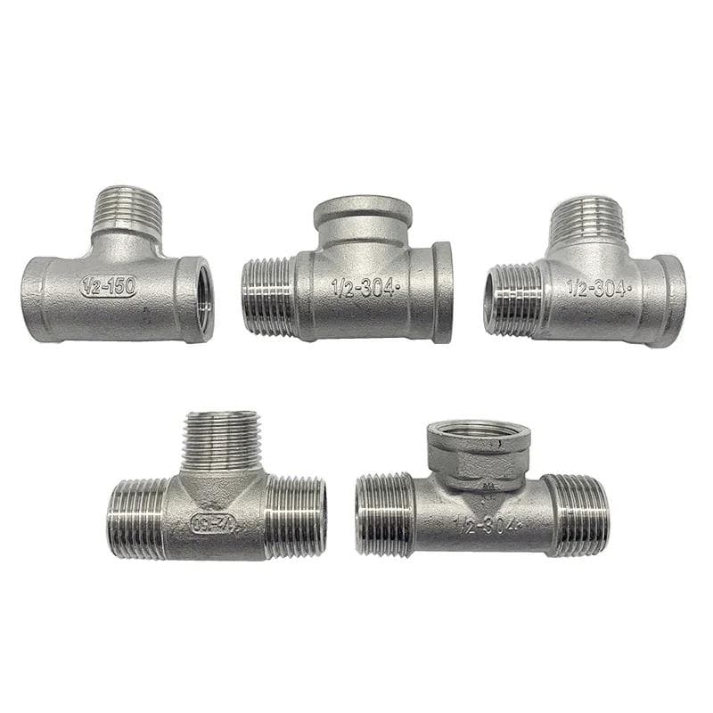 1/4  3/8  1/2  3/4  1  1-1/4  1-1/2  2  BSP Tê Macho Fêmea Divisor de 3 Vias Conector de Tubo de Aço Inoxidável 304 Água Gás