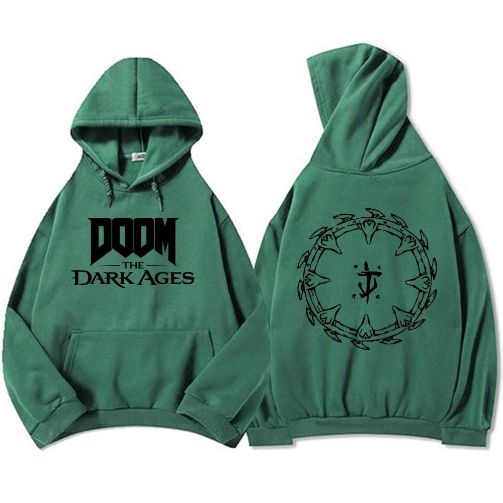 DOOM The Dark Ages Game Impressão Moletons Inverno Lã Manga Longa Com Capuz Blusas de Moletom Casual Moda Unissex Roupas cm