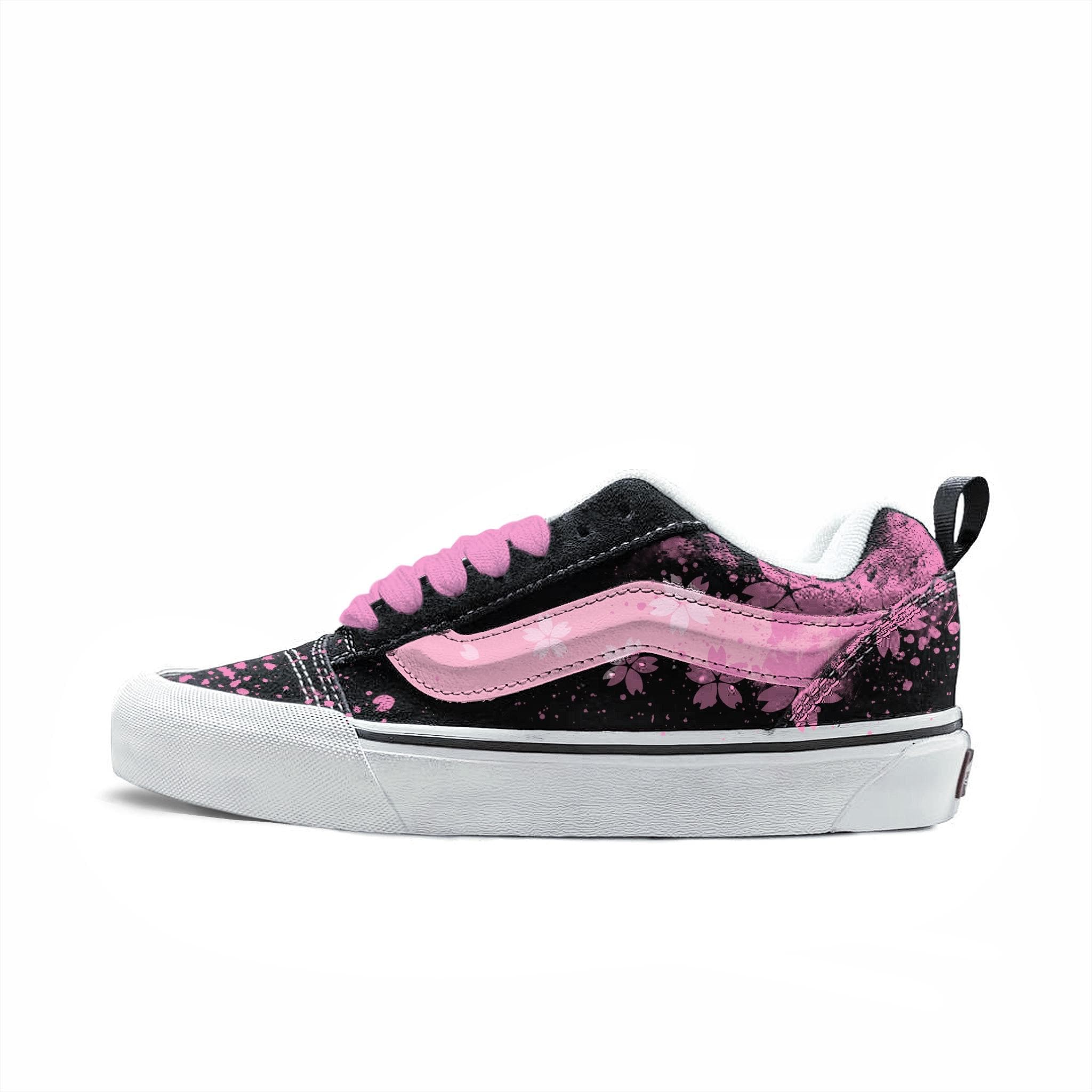 Tênis de skate Vans Knu Skool de cano baixo, resistente à abrasão, unissex, branco e rosa (VN0009QC6BT1)(Equipe 613-) cm