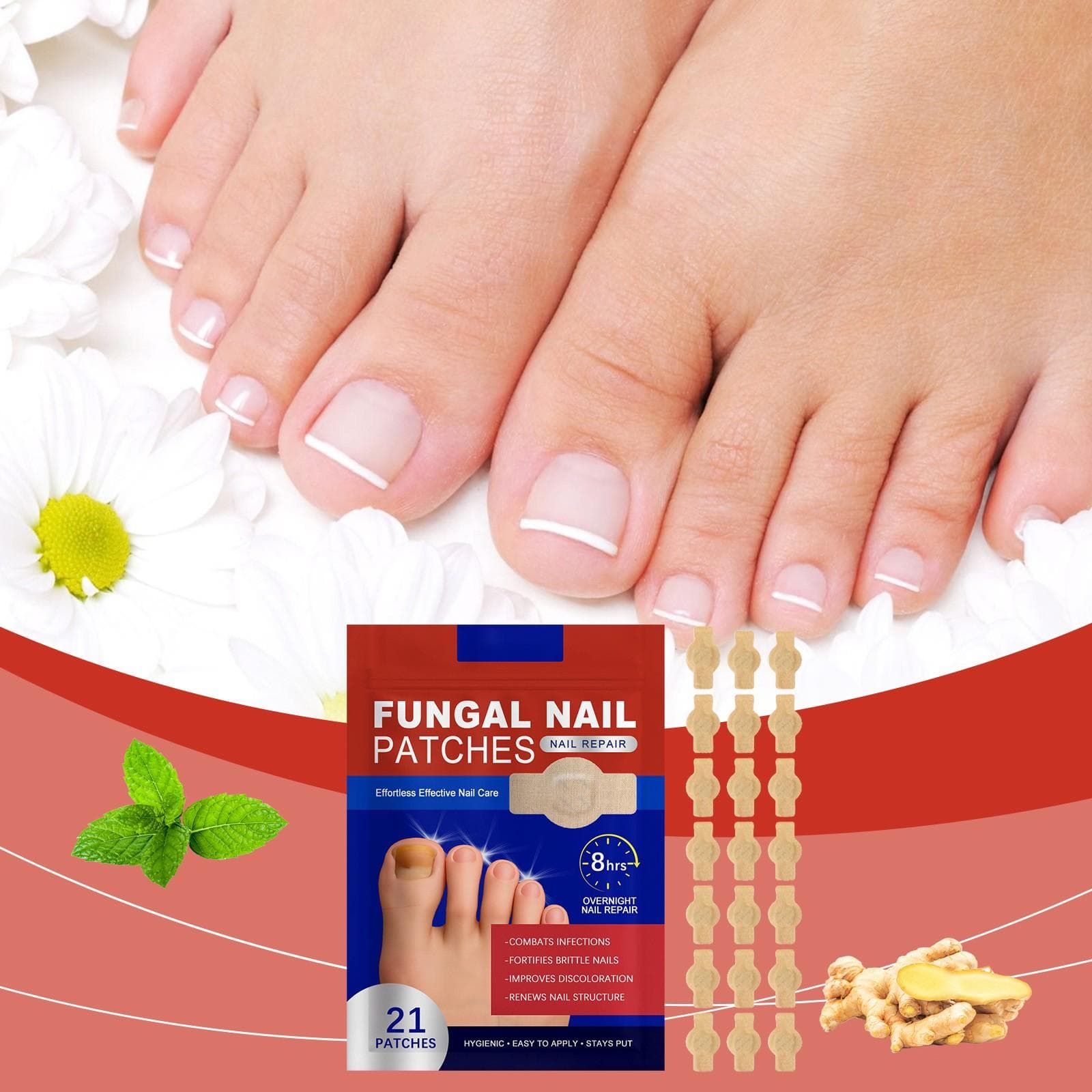 Adesivos antifúngicos para unhas, mãos e pés, unhas macias, espessamento de unhas, sulcos brilhantes, adesivo cinza para cuidados com as unhas, 21