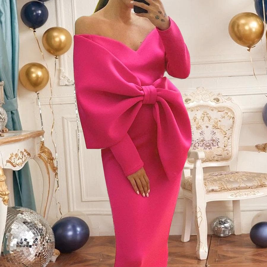 Mulheres vestidos de festa longos ombro nu grande arco plus size magro bodycon vestidos celebridade aniversário jantar ocasião vestidos cm