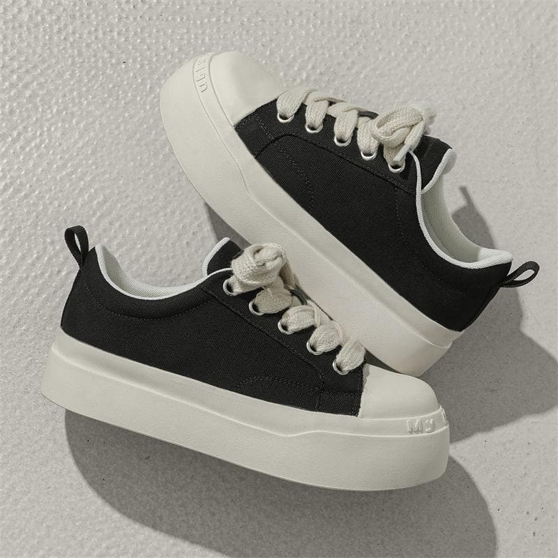 Big head shoes black and white classic canvas shoes platform heightening casual shoes ugly cute shoe board cm