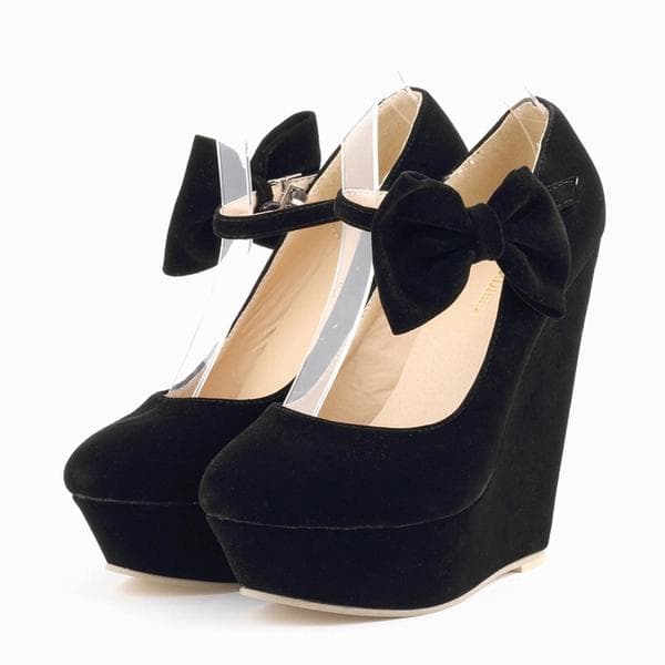 Mulheres Elegantes Bombas Casuais Sexy Salto Alto Laço Cunhas Plataforma Sapatos Femininos Sapatos de Casamento sapato cm rosa vermelha