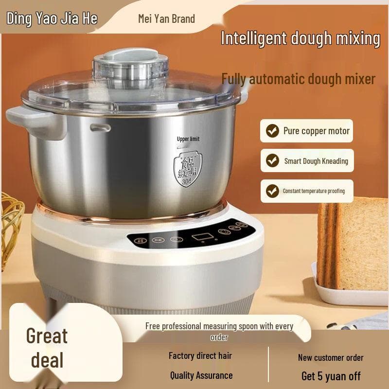 Stainless Steel Dough Mixer & Bread Maker with Kneading, Mixing, and Constant Temperature Fermentation vermelho