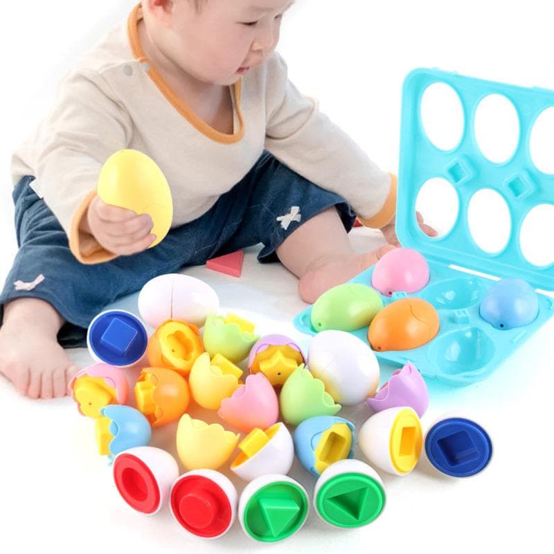 6Pcs Baby Smart Eggs Montessori Brinquedos Educativos Para Crianças Cor Forma Correspondência Reconhecer Criança Aprendizagem Inteligente 2-4Y