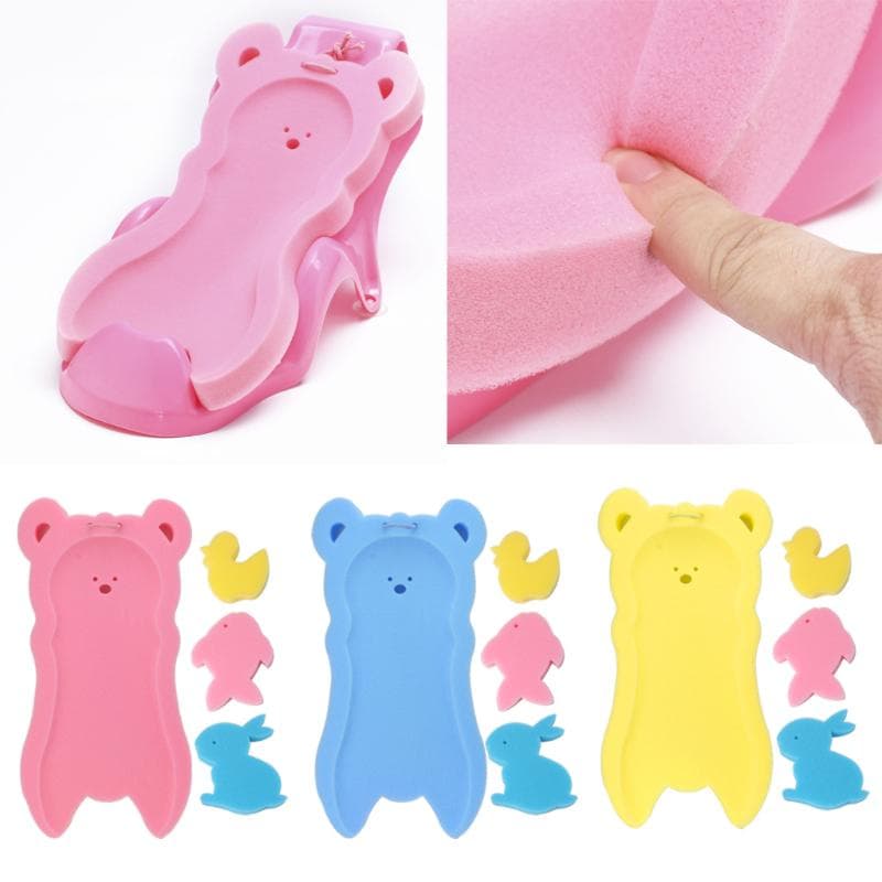 Almofada de esponja antiderrapante para bebês recém-nascidos, banheira, banho infantil, cuidados com o bebê amarelo