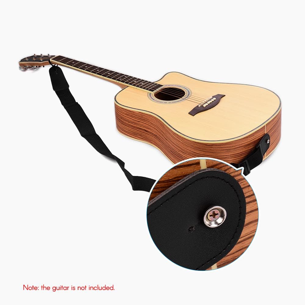DG 1121 Correia de Guitarra para Guitarras Elétricas Acústicas Ajustável 32 54 polegadas Correias de Nylon Pretas com Pontas de Couro Sintético