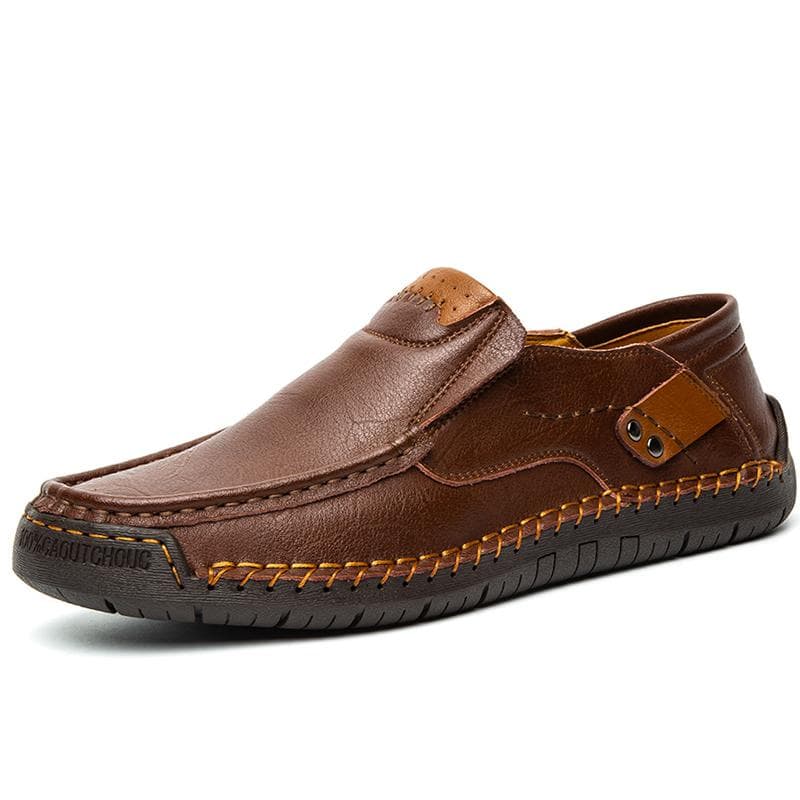 Sapatos casuais masculinos de couro genuíno feitos à mão, mocassins confortáveis ​​e respiráveis, sapatos baixos de negócios, sapatos para