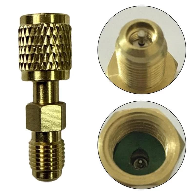 R32 R454B Refrigerant Brass Adapter 1/4  Female To 1/4  Male Reverse Thread Fitting For R32/R454B Connector