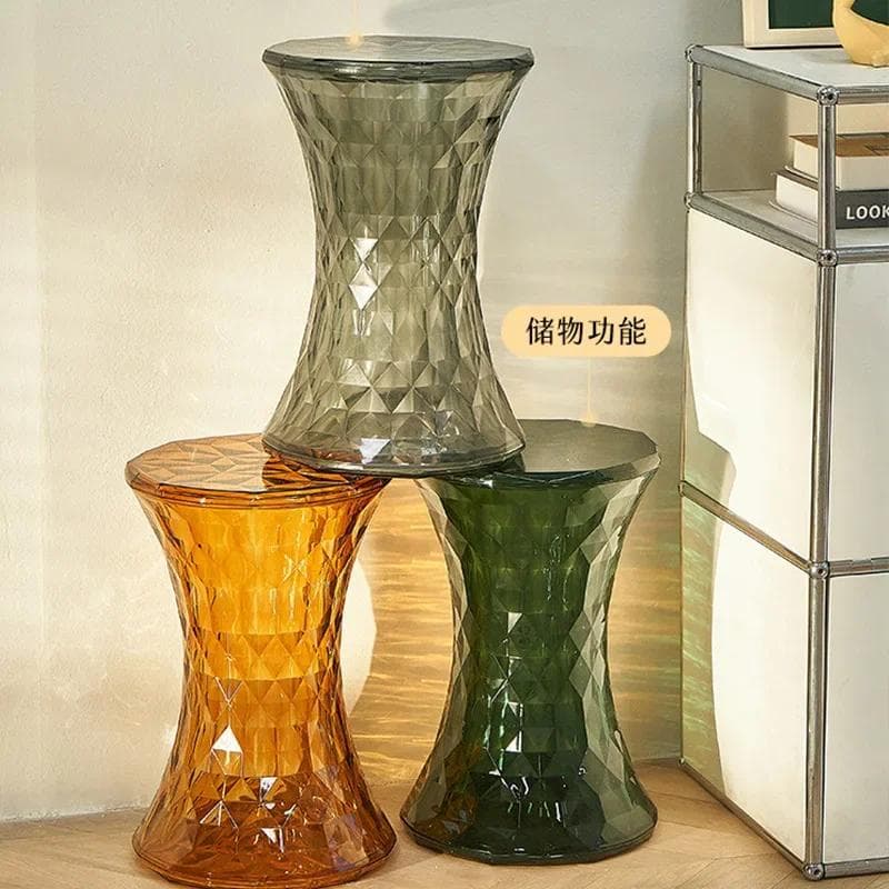 Banco de Armazenamento Transparente em Acrílico - Puff Multifuncional para Trocar de Sapatos, Cadeira de Maquiagem e Mesa de Café, Móvel para Sala