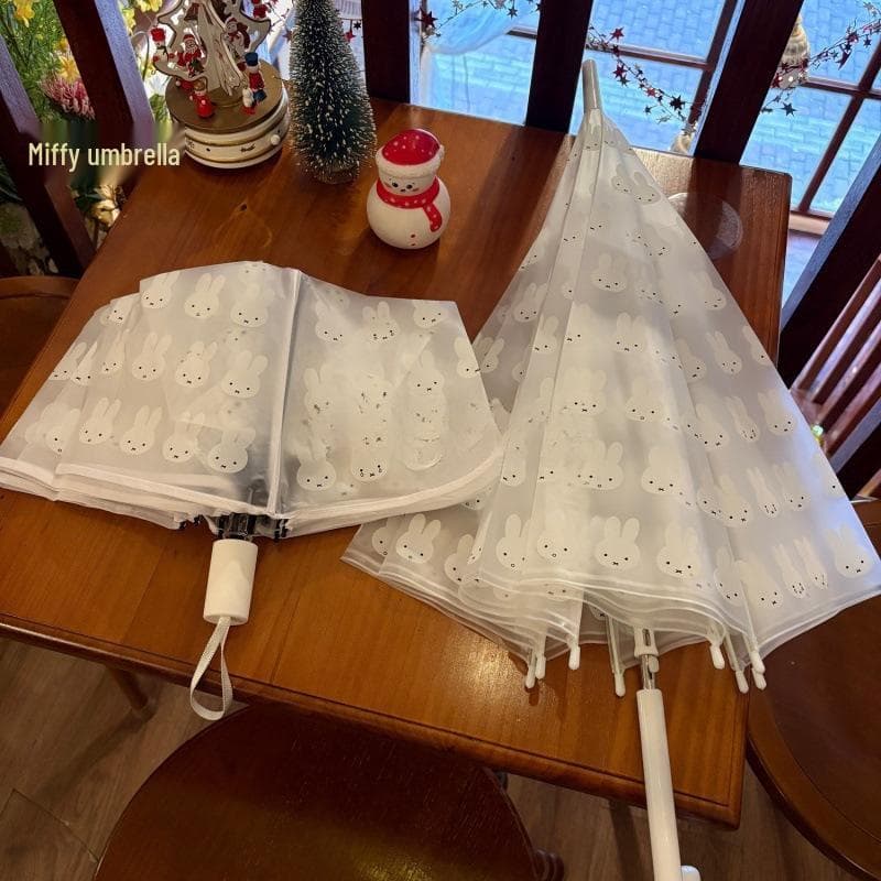 Frosted Dual-Use Transparent Cartoon Umbrella for Kids - Automatic, Cute, Portable, Straight Rod