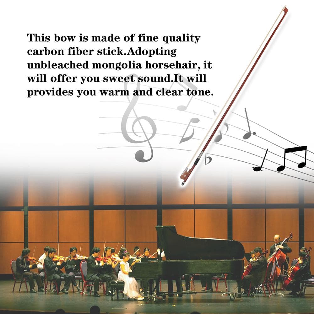 4/4 tamanho preto fibra de carbono arco violino jacarandá violino arco peças de violino multicor