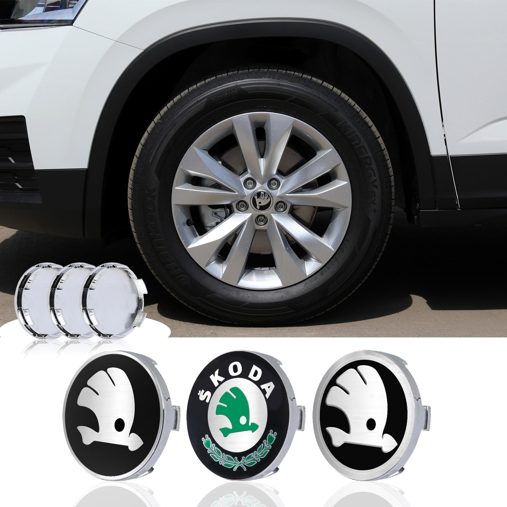 4 Peças 56/60/65/68MM Calotas Centrais de Roda Adesivo Tampa de Roda Para Skoda Octavia A5 3 2 VRS Vision Kodiaq Favorit Rapid Fabia