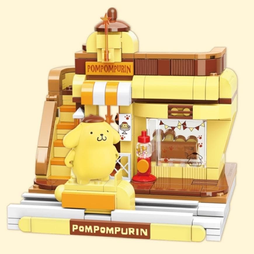 Sanrio Feito de Blocos Pompompurin Doce Pudim Loja Brinquedo Infantil