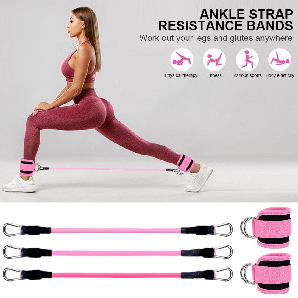 Faixas elásticas de resistência ao tornozelo, tira de tornozelo, força nas pernas, corda de puxar, treinamento fitness, ioga em casa, pilates,