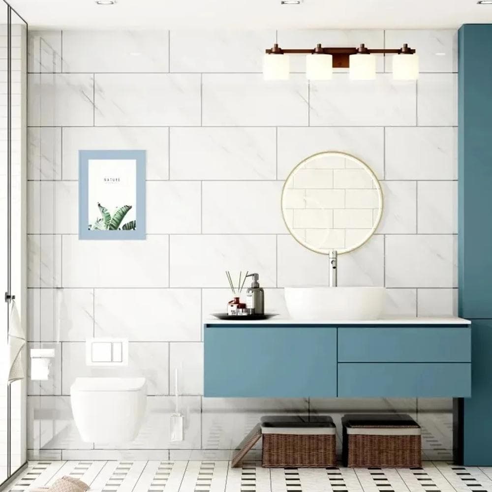 Adesivos de Piso de Azulejos Autoadesivos 3D À Prova de Umidade Impermeável Adesivo de Parede Cerâmico de Imitação Anticolisão Padrão Mármore