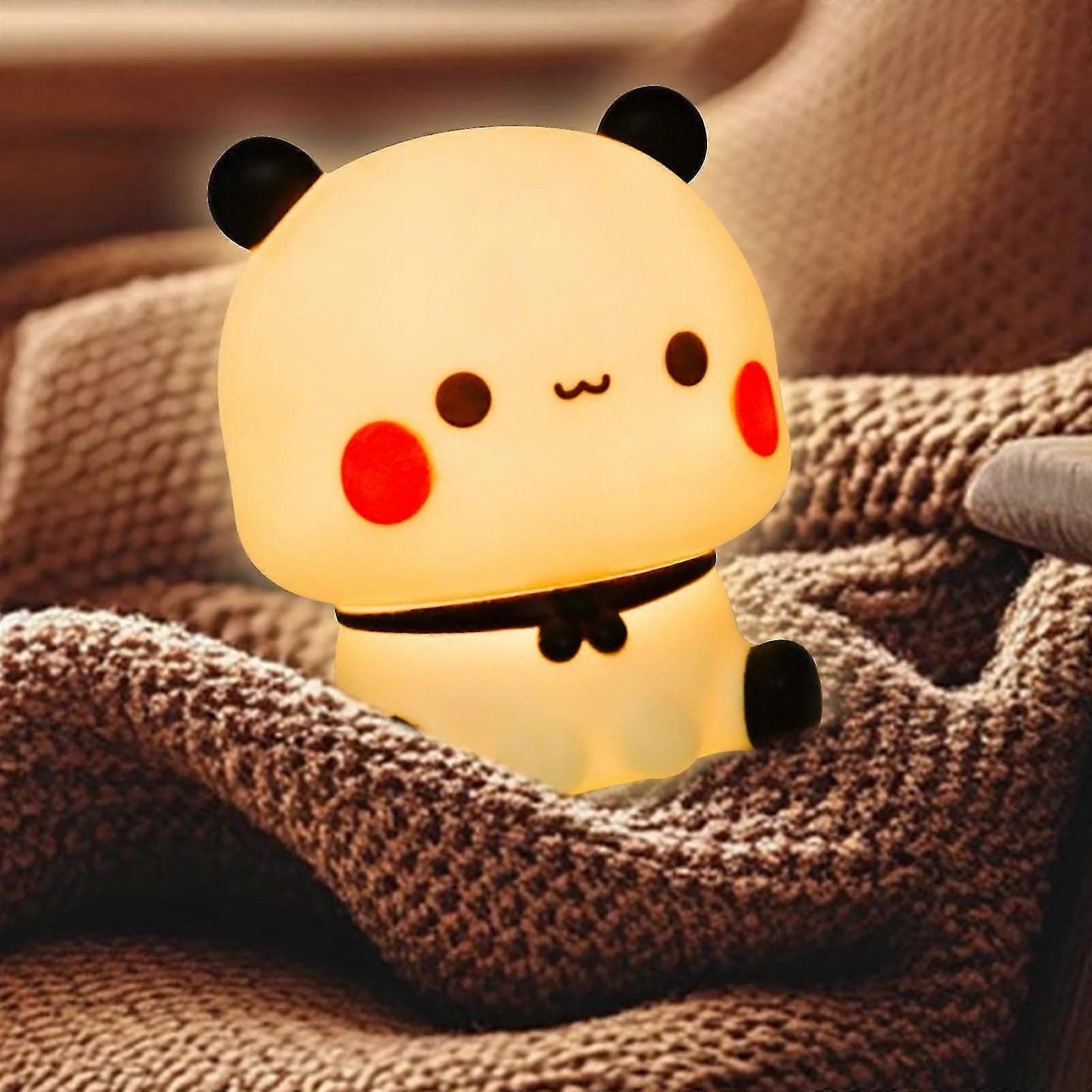 BUBU DUDU Luminária de Noite Fofa de Panda  Lâmpada LED a Pilha com 3 Níveis de Intensidade e Toque de Silicone, Decoração Portátil para Quarto 