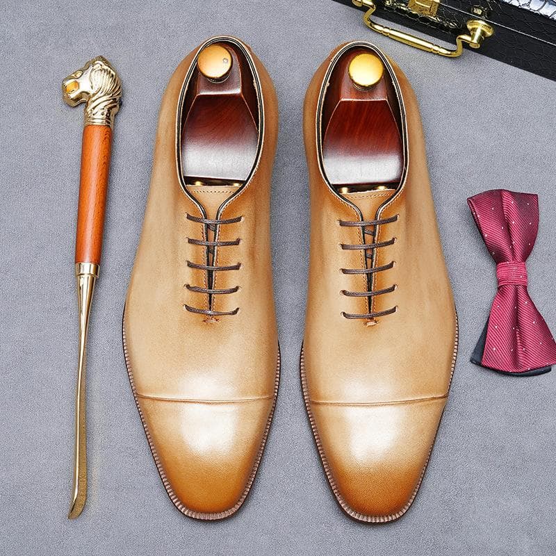 Sapatos de escritório de marca de luxo de couro genuíno, couro de grão integral, sapatos formais respiráveis, sapatos oxford masculinos para