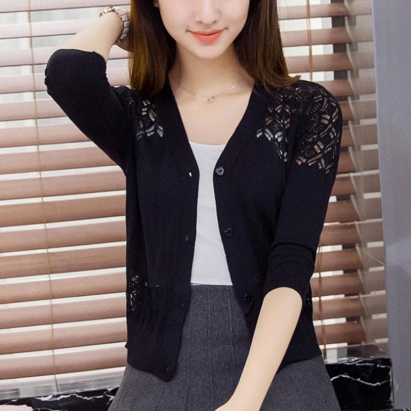 Cardigan de verão coreano feminino outono renda vazada xale feminino casaco fino feminino tops suéter de malha cardigans femininos cm luz roxa