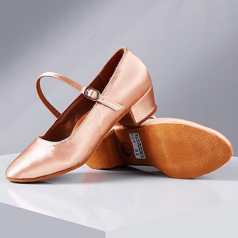 Sapatos de dança salsa mulher saltos baixos 3cm Seda sola macia Menina sapatos de dança moderna mulheres prática bico fechado crianças Sapatos de