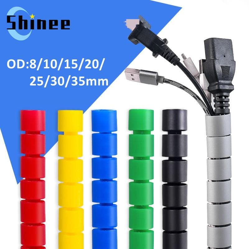 1/1.5/3/5/10 Meter 8/10/15/20/25/30/35mm Line Organizer Pipe Protection Spiral Wrap Winding Cable Wire Protector Cover Tube vermelho