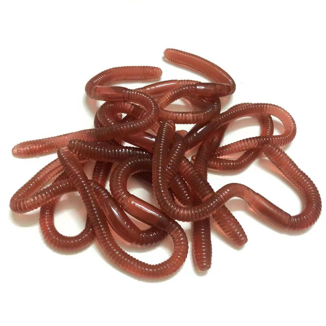 10 UNIDADES Minhoca de Terra Simulação 18cm Minhocas de Pesca Artificiais com Cheiro de Peixe Iscas de Borracha Macia para Equipamento de Pesca
